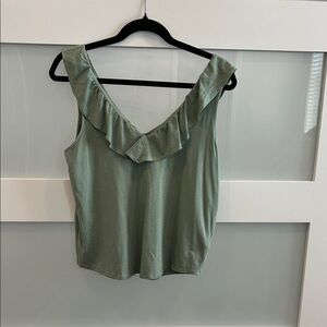 Lands' End Sage Ruffle Tank Top